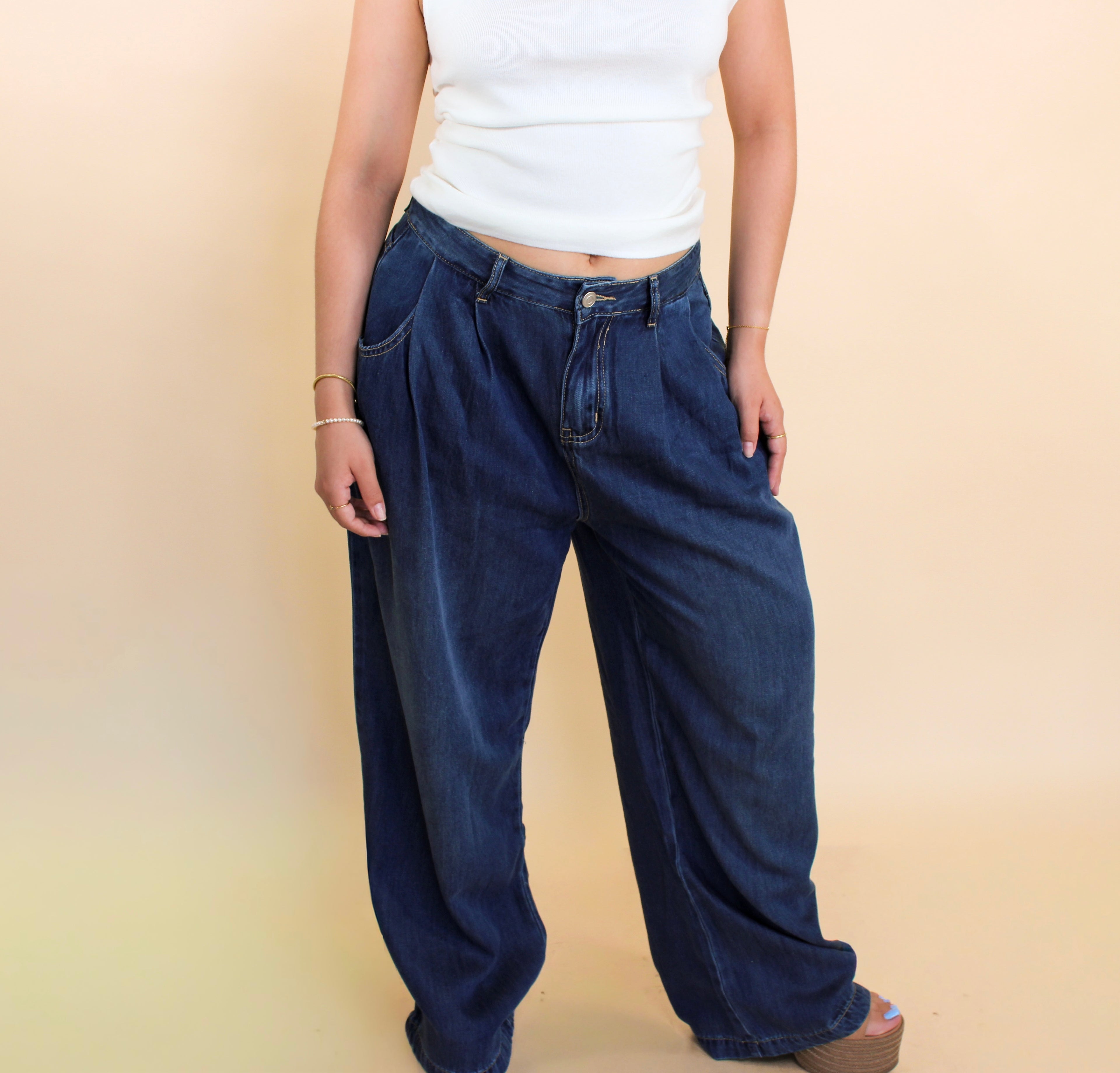 Aria Pleated Denim