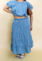 Celeste Bubble Crop Top