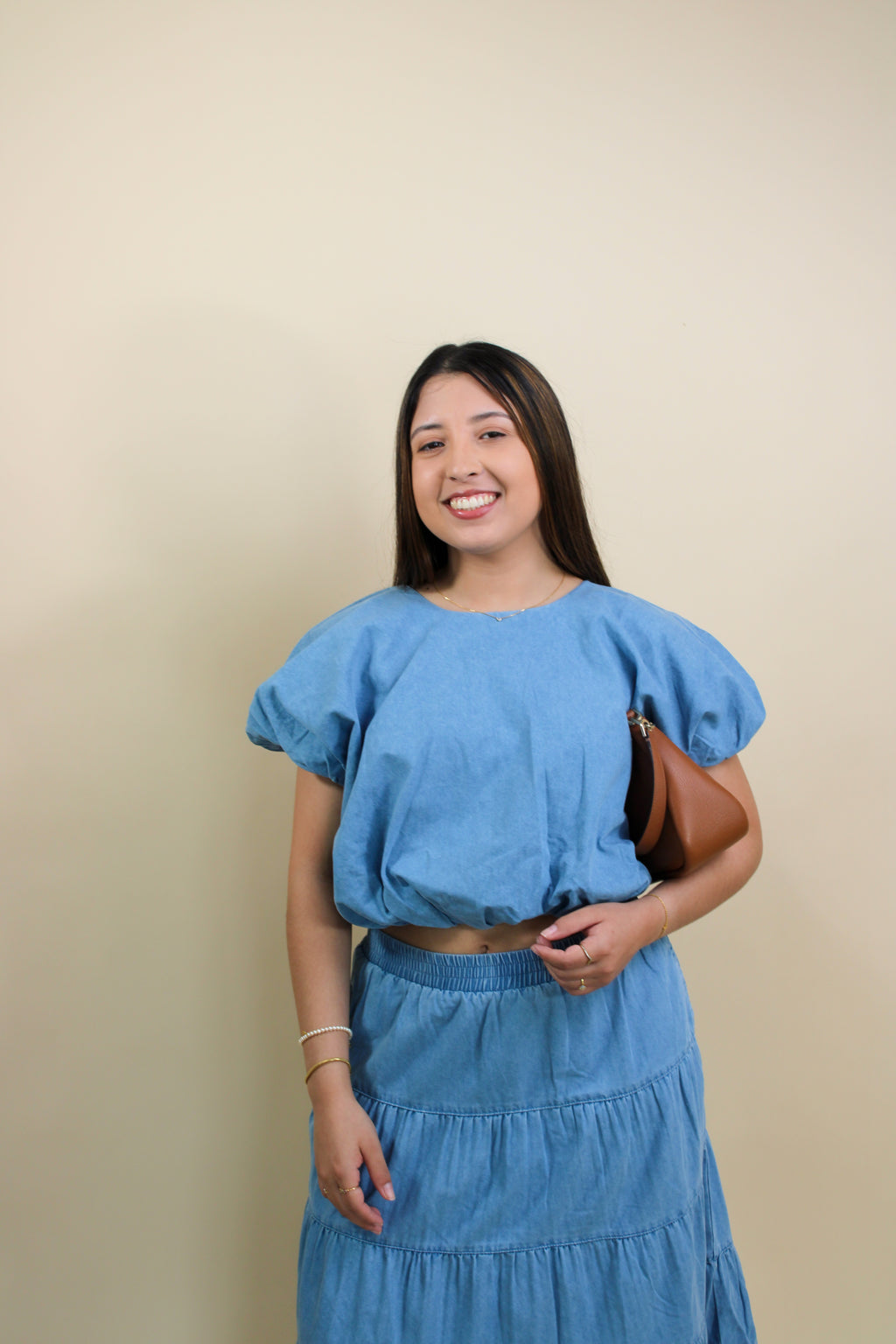 Celeste Bubble Crop Top