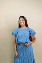 Celeste Bubble Crop Top