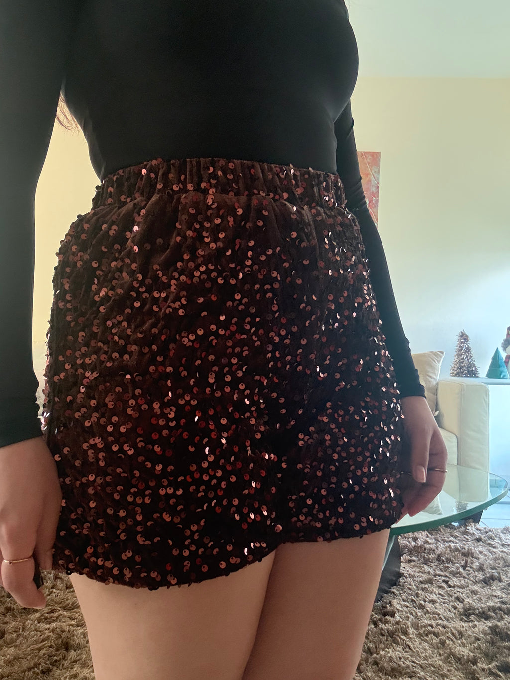 Holiday Burgundy Shine Shorts